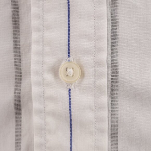 Gitman Bros Lightweight White Gray Blue Cotton Polyester Men 15.5 32 USA Striped - Picture 5 of 16